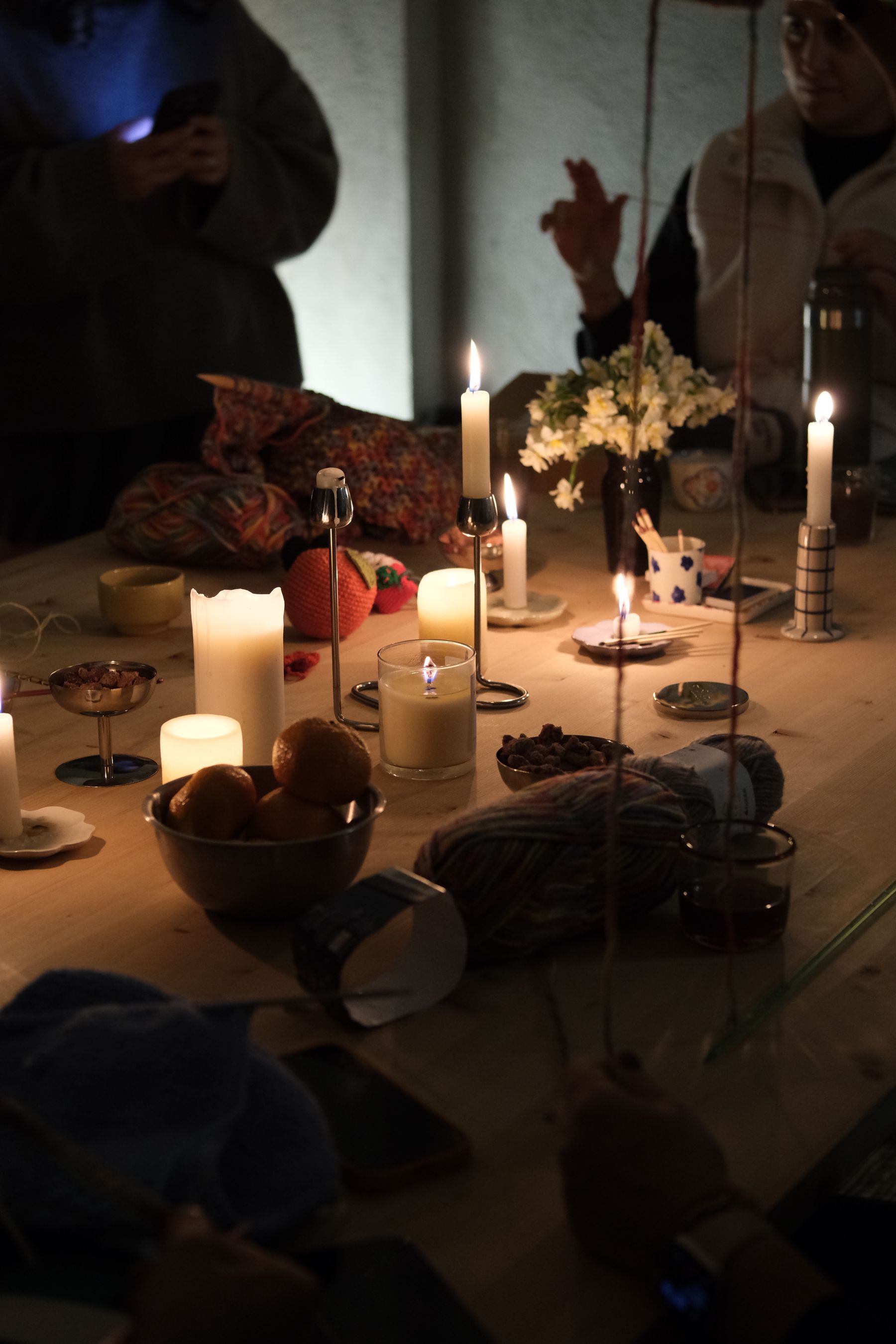 A warm table set for dinner