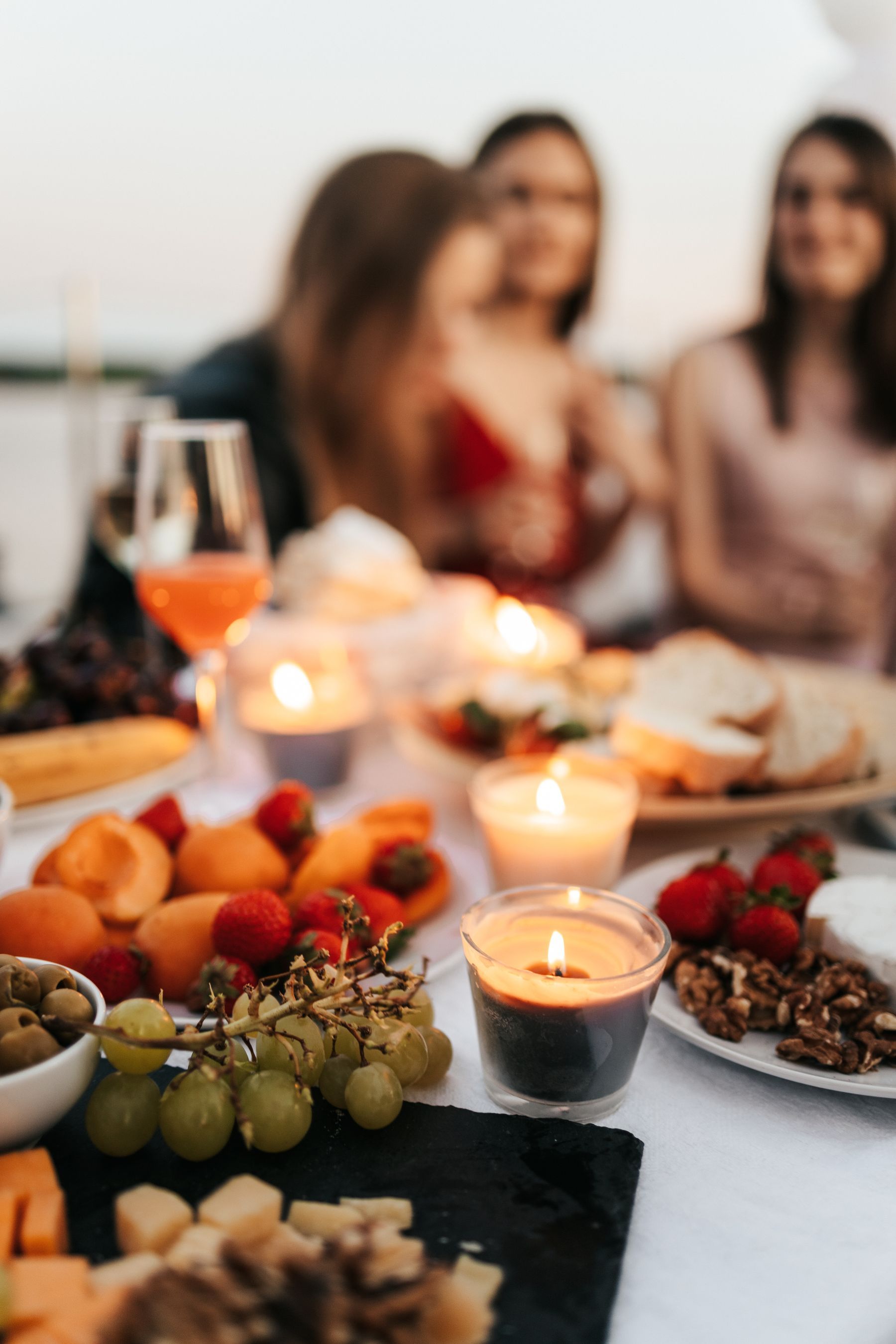 Friends at a dinner party outdoors