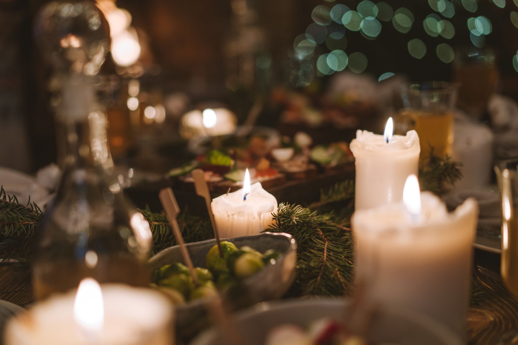 A candlelit dinner table