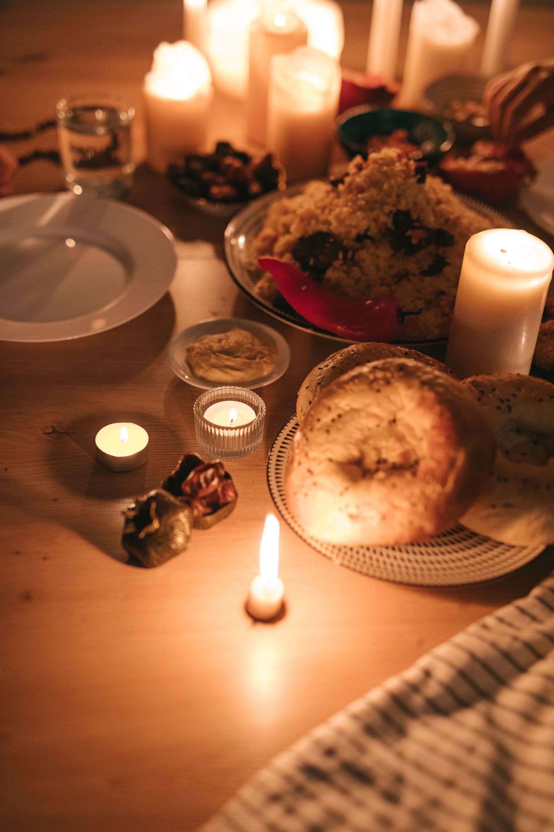 Candles on a long table